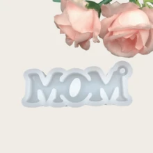 Molde de silicona para hacer colgantes de joyería con espejo de resina líquida, etiqueta con colgante de llavero "MOM" - Cuadrado - Ver 9
