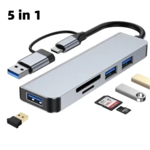快速充电 USB-C 多功能集线器适配器，8 合 1 USB-C 多功能集线器适配器，带 SD/TF 卡读卡器和 USB 3.0 端口，适用于手机、平板电脑和笔记本电脑，春季礼物 - 銀色 - 查看 7