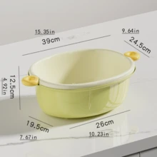 1pc Double-Layer Vegetable Washing Basket, Fruit & Vegetable Draining Basket, Cute Fruit Plate, Multi-Function Kitchen Washing Basin - Multicolor - View 12