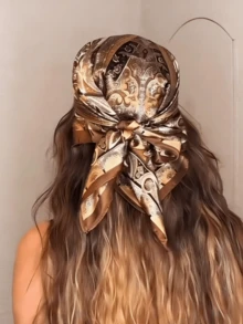 Head Hair Scarf For Women Satin Silk Bandana Hair Wrapping Scarf Large Square – Summer Beach Holiday Hair Accessories For Travel, Wedding, Easter, Y2K Style | Soft Satin Hair Scarf For Night Wrapping, Cute Girly Polka Dot Leopard Print Hair Bandana, Women's Fashion Hair Accessories For Gym, Festival, Bridal & Everyday Use Summer Headband,Vacation - Multicolor - View 2