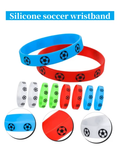 4 piezas Pulseras deportivas de silicona, pulseras de fútbol para exteriores, artículos conmemorativos, pulseras deportivas multifuncionales de moda