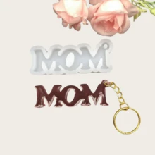 Molde de silicona para hacer colgantes de joyería con espejo de resina líquida, etiqueta con colgante de llavero "MOM" - Cuadrado - Ver 8