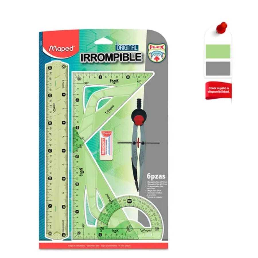Juego Geometrico de 6 pcs Maped Inrompible + Compas - trasparente - Ver 1