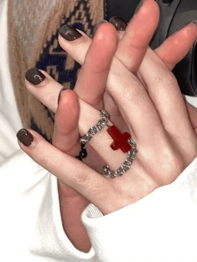 1 pieza Anillo personalizado de moda minimalista de ágata roja para mujer