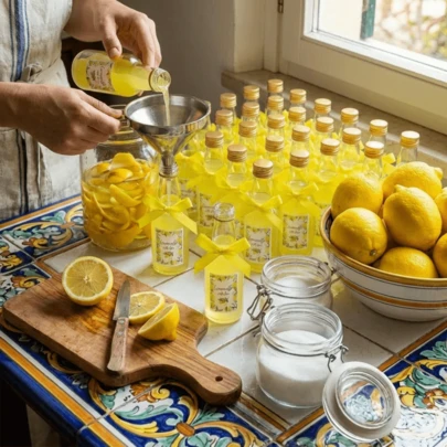 50pcs Small Limoncello Plastic Bottles With Gold Lids & Lemon Stickers, Perfect For Summer Coastal Party Favors, Homemade Limoncello Gifts & Italian-Themed Wedding Decor