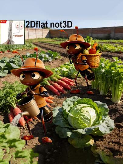 2D Flat Printed Gardening Decor, Cute Hardworking Ant Acrylic Gardening Decor And Outdoor Decor, Suitable For Garden, Lawn, Flower Pot, Yard, Great For Decorating Fences, 2D Flat Ground Decor