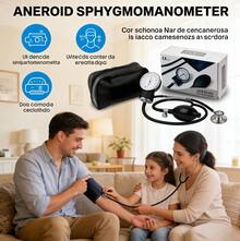 Professional Aneroid Sphygmomanometer Blood Pressure Gauge, Stethoscope and Blood Pressure Cuff, With Carrying Case, Adult Large Cuff, Black - negro - Ver 4