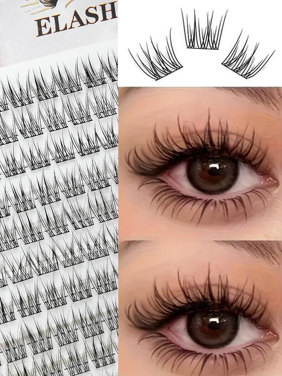 Lazy Girl Mermaid Tail Trilogy Cluster Lashes – Individual Segmented Everyday No-Makeup-Look False Eyelashes For Beginners, Natural Faux - View 1