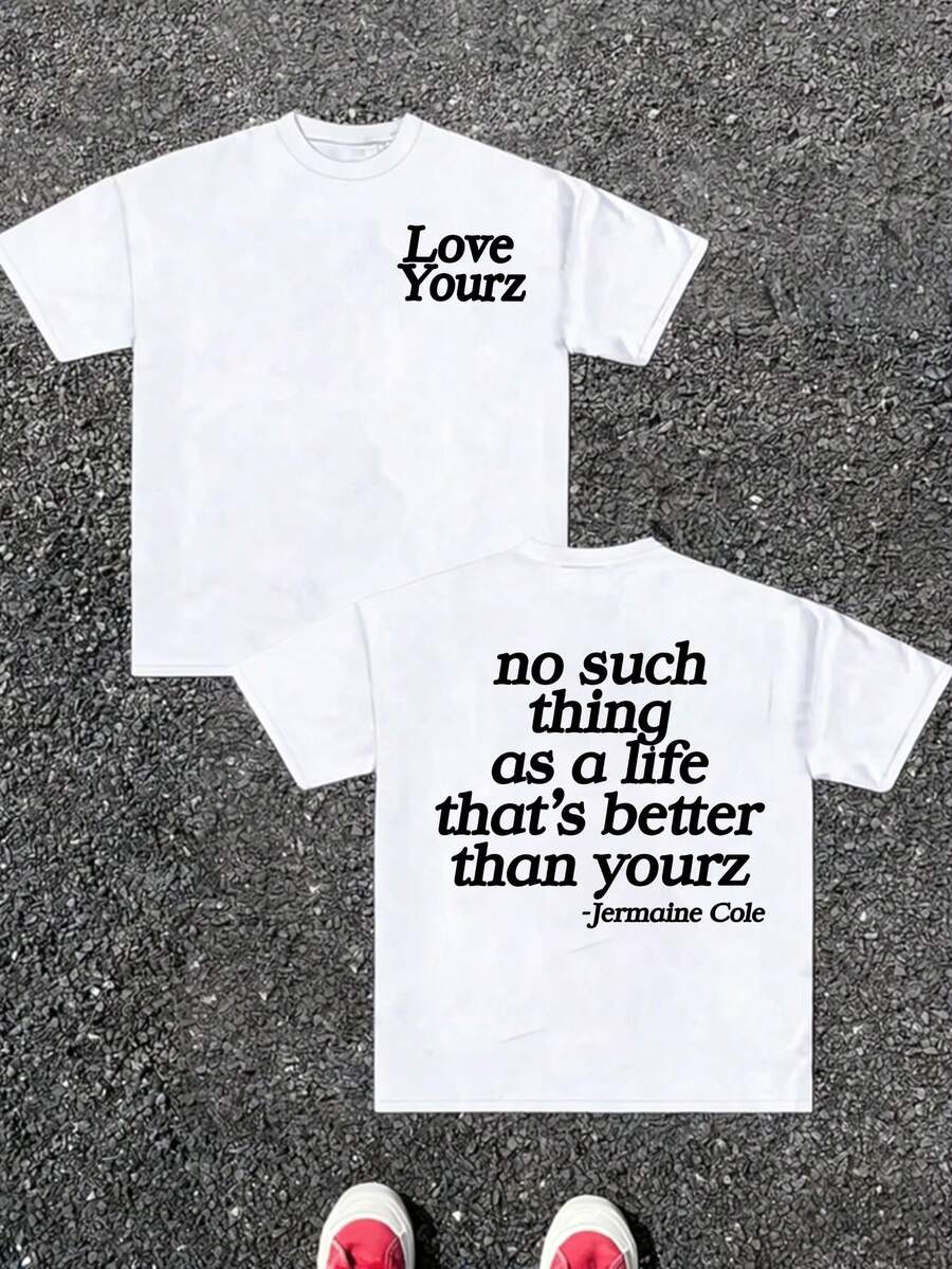 J Cole Dreamville Love Yourz Lyrics Graphic T-Shirt VERSION 2, J Cole T-Shirt, Cotton Tshirt Swap - 白色 - 查看 1