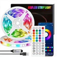 Intelligent LED Light Strip, Equipped With APP And Remote Control, 5V USB RGB Light Strip, Synchronized With Music, Programmable, Suitable For Room Decoration, Kitchen, Ceiling, Games, Parties. - 多色光 - 查看 1