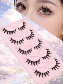 Linna 5 paires de faux cils style manga de dessin animé | Agrandissement naturel des yeux, application en 3 étapes facile pour débutants, port confortable et réutilisable | Convient pour le travail quotidien, les fêtes, les rendez-vous et les voyages - Voir 2