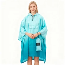 Multifunctional Hooded Rain Poncho For Adults, Lightweight Raincoat With Neckline Buttons, Portable Rain Jacket With Pockets For Outdoor Activities - Women's Raincoat - View 6