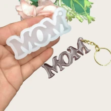 Molde de silicona para hacer colgantes de joyería con espejo de resina líquida, etiqueta con colgante de llavero "MOM" - Cuadrado - Ver 5