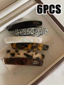 6pcs/4pcs/3pcs/1pc Small Acetate 7cm Hair Clips, Spring Clamps For Women Ponytail, Barrettes - Multicolor - View 14