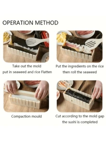 3件套DIY寿司模具 | 高品质便当配件 | 简易海苔饭团模具 | 家用厨房工具 | 寿司卷模具 | 可重复使用，适合备餐爱好者和家庭厨师 - 查看 6