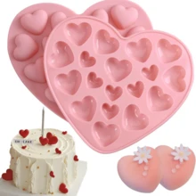 2pcs Heart-Shaped Silicone Chocolate Mold, Easy Release Non-Stick Candy Mold, Suitable For Baking, Pudding, Cake, Cookies, Ice Cube, Soap Making, Gummy, Valentine's Day/Birthday Gift - View 1