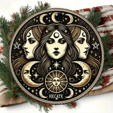 1pc 7.8 Inch Vintage Hecate Triple Moon Goddess Metal Wall Plaque, Pagan Worship Magic Foil Carving, Metal Wall Decor Suitable For Home, Porch, Cafe, Club, Farmhouse, Bar, Shop, Restaurant, Garden - 1 Set With Pre-Drilled Holes, Style As Shown In Size Image - Multicolor - View 9