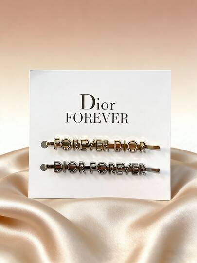 Christian Dior Gold And Silver Tone Letter Design Hair Clips, Multipurpose Minimalist Elegant Clamp Clips