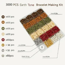 3160件/套 DIY粘土珠手链套装，圆形珠子，用于珠宝制作，成人手工工艺用品（6毫米），大地色系（珠宝制作工具套装） - 彩色 - 查看 2