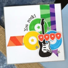 Molde de corte de metal para auriculares de guitarra, kits de elaboración de tarjetas, moldes de papel en relieve, plantillas de máquinas para scrapbooking, bolsas de almacenamiento y suministros relacionados - blanco plateado - Ver 2