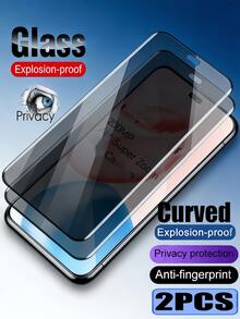 2pcs/Pack 3D Curved Privacy Tempered Glass Screen Protector Compatible With Samsung Galaxy S25 S23 S22 S25 S24 Ultra/ Note 15 14 13 Pro+ 4G 5G/Honor/Reno/And Other Phone Models, 9H Hardness Anti-Explosion Anti-Scratch Privacy Screen Protector - Black - View 11