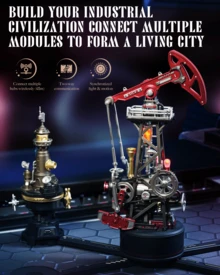 Robotime Steam Lighthouse 3D Puzzle Model Kit CGM01 – Mechanical DIY Building Set With Motorized Rotation & LED Lighting, PVC Engineering Model For Collectors & Hobbyists - Black - View 10