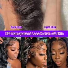 ZHENDEFA 360 Lace Front Wig With Adjustable Invisible Clips, Pre-Plucked Hairline, High Definition Transparent Lace, With Baby Hair, 360 Lace Real Hair, 200% Density, Natural Black - SNatural - View 5