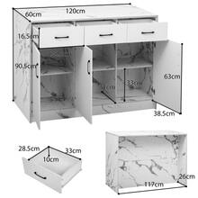 Large 120 X 60 X 90.5 Cm Kitchen Island Countertop With 3 Drawers And 3 Cabinet Doors. Textured White Marble Laminate Design. Adjustable, Silent Drawers. Bar Area Design – Stylish And Practical Kitchen Utensils. - B - View 4