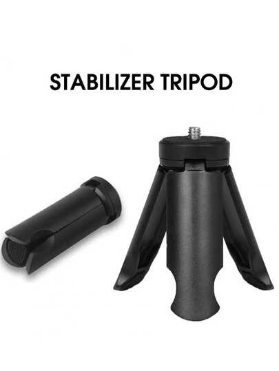 1/4" Screw Hole Mini Tripod, Portable Desktop Tripod Stand Compatible With Pocket Camera, Action Camera, Smartphone And Stabilizer, Foldable Handheld Tripod Grip For Vlogging, Travel Shooting And Live Streaming