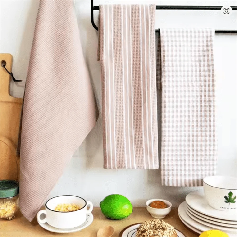 Bộ 3 khăn lau bếp kẻ caro 100% cotton, siêu mềm, thấm hút tốt và nhanh khô. - 45*65cm - Xem 1