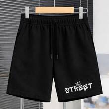Short Moletinho Infantil Masculino Estampa Street Coroa 1240 Menino Look Urbano Escola Look Outfit Ootd Roupas para Meninos Adolescentes - Preto - Visão 1