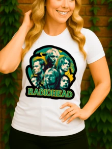 Camiseta RadioHead Banda Rock Alternativo Artístico Básica Unissex 100% Algodão Premium – Masculino e Feminino | Casual, Streetwear, Plus Size, Lançamento com Envio Imediato em Várias Cores - Branco - Visão 3