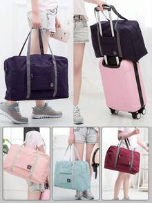 Large Capacity Travel Duffel Bag, Waterproof Foldable Weekender Bag, Carry On Luggage Bag For Women, Pink - Multicolor - View 3