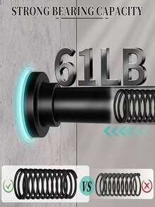 Barra de cortina ajustable con tensión de resorte, riel de cortina extensible de acero inoxidable, sin necesidad de perforación - D - Ver 3