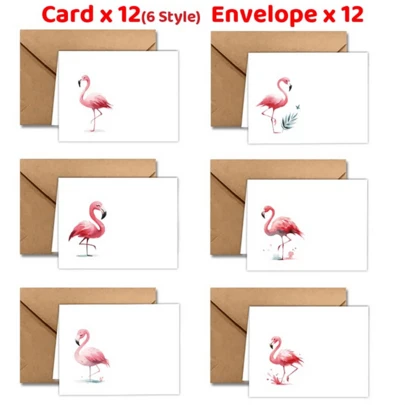 24pcs Flamingo Greeting Cards With Envelopes, Suitable For All Occasions - Congratulations, Get Well, Holidays, Good Luck Wishes, Thank You Cards For Friends, Teachers, Colleagues And Employees