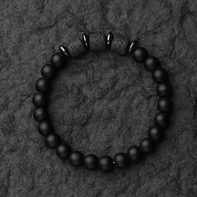 1条8毫米天然石手链，男女通用，黑色弹力手链，时尚饰品 - A - 查看 6