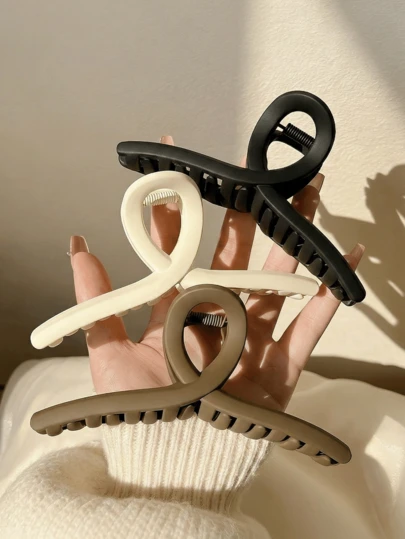 1/3 Pcs Large Hair Claw Clips For Women,Matte Neutral Color Jaw Clips, Strong Hold Non-Slip French Loop Hair Clips For Thick & Thin Hair, Styling Accessories For Daily Summer Beach Party Ganchos Para El Cabello Holiday Essential Hair Accessories