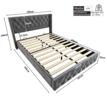 Bed Bases & Foundations - Grey + Velvet + 160cm*200cm - View 5