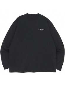Long Sleeve T-Shirt, Oversized Cotton Tee, Size 23, NER36A1229, Handwritten Logo, Exclusive To ONSPOTZ - Negro - Ver 1
