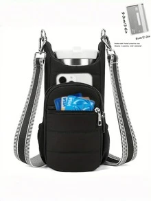 Esta Bolsa Porta-Garrafa de Água de Alça Ajustável para Uso Externo possui vários compartimentos, sendo ideal para armazenar garrafas de água, telefones e chaves. É a escolha perfeita para aventuras ao ar livre, caminhadas, ciclismo e atividades físicas. Um item essencial para entusiastas de atividades ao ar livre. - Multicolorido - Visão 10