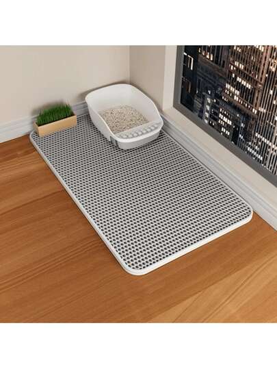 1 tấm lót khay vệ sinh cho mèo bằng chất liệu EVA cao cấp, hai lớp, một ngăn mở, có thể tháo rời và giặt được, dùng trong nhà.