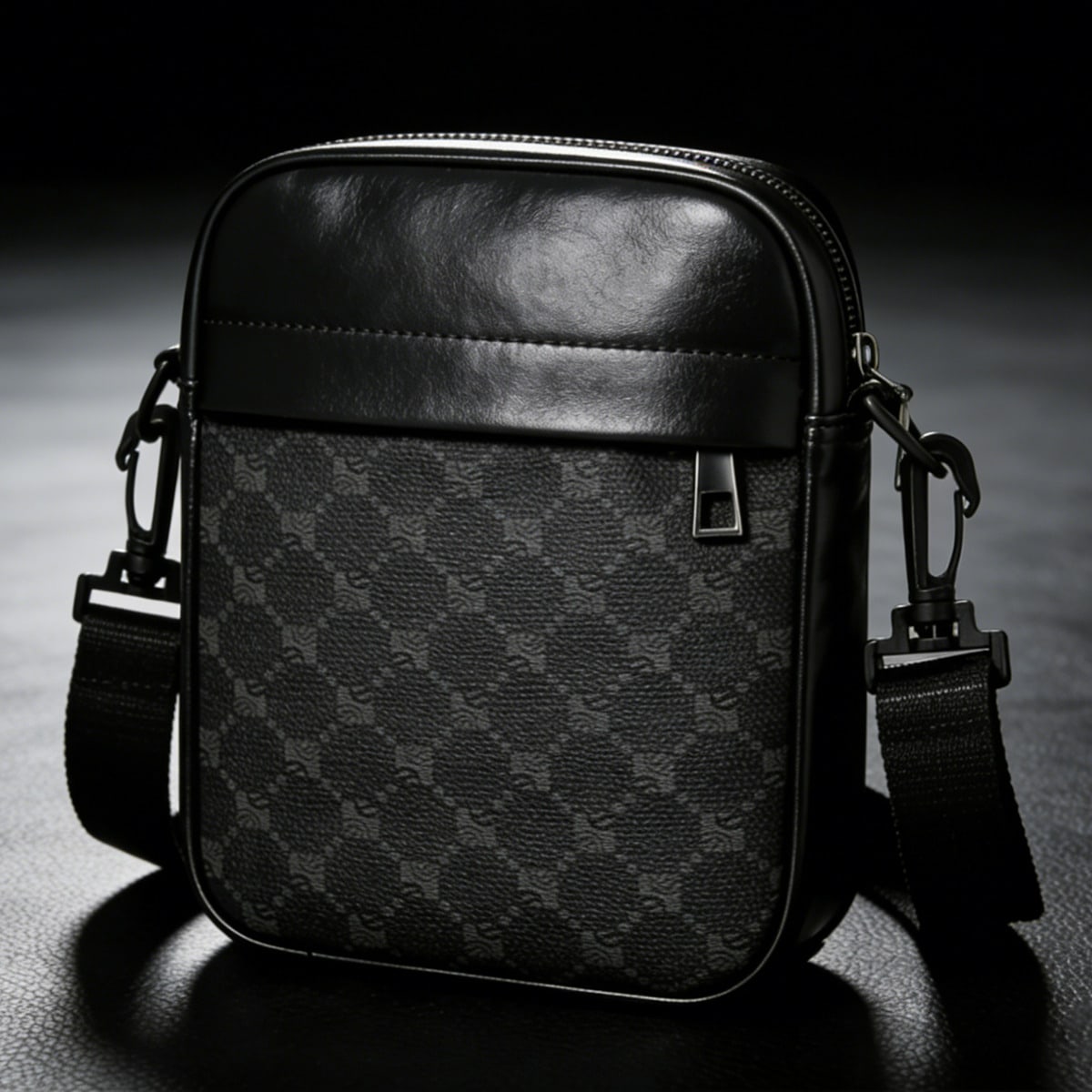 Men's Box Bag, Crossbody Bag, Shoulder Bag, Small Square Bag, Retro Floral Pattern PU Waterproof Wallet, Suitable For Business Travel, Toiletries, Tool Storage, Large Capacity, Keeps Items Organized And Easy To Carry, Black Handbag, Briefcase, Office Supplies, Vintage Gift For Men, Easter, Tote Bags For University