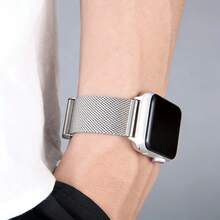 1条奢华银色不锈钢智能手表表带，兼容 Series 9、Series 10、Series 11、Ultra/SE/9/8/7/6/5/4/3/2/1，时尚金属网状表带，适用于SE 40mm、42mm、44mm，Ultra 49mm、45mm、46mm、41mm、38mm。 - 銀色 - 查看 2
