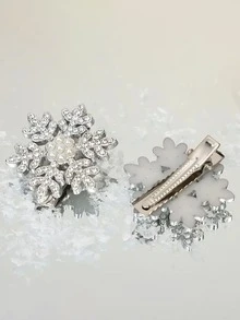 2/6/10/20 pièces Accessoires pour cheveux pour femmes, pinces à cheveux avec perles en forme de flocon de neige argenté, petites pinces avec strass, pinces à cheveux en alligator, pinces pour les franges, coiffures douces et élégantes, convenant pour un usage quotidien et comme coiffure de flocon de neige pour Noël, l'été, les vacances et les voyages - Argent - Voir 7