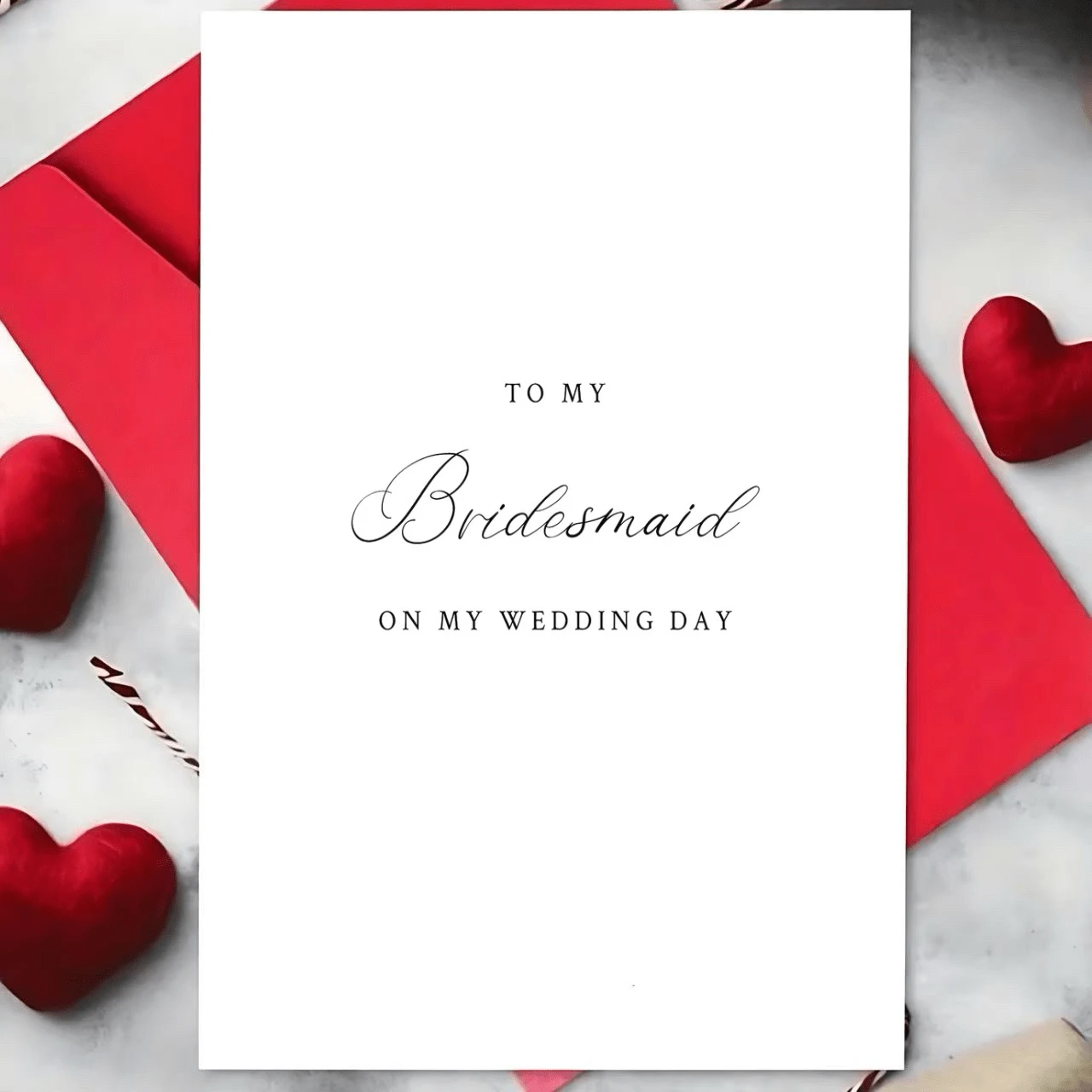 1 Stück elegante Brautjungfer Hochzeitskarte, englische Grußnachricht für sie, perfekt für Wertschätzung der Brautparty, minimalistisches Design, Hochzeitspapeterie | Herzliche Botschaft | Aufgeräumte Gestaltung - Einheitsgröße - Übersicht 1