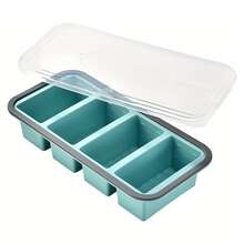 1/2 Cup Silicone Freezer Molds For Soup Ice Cubes, 4 Cavity Freezer Tray With Lid For Food, Homemade Large Ice Cube,Frozen Broth,Leftovers And Meal Prep - 四個網格 - 查看 11