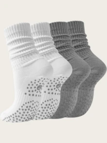 4 đôi tất nữ dày cổ cao, thiết kế đế chống trơn trượt, thích hợp cho các bài tập yoga, pilates và múa ba lê. - Nhiều màu - Xem 15
