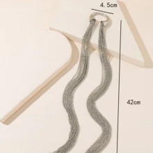 Hàng mới về năm 2026: Dây chuyền tóc kim loại cao cấp, kiểu dáng phóng đại, phụ kiện tóc đuôi ngựa thời trang cho biểu diễn hip-hop trên sân khấu, trang sức đội đầu. - Bạc - Xem 10