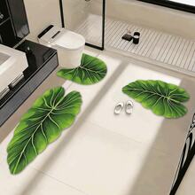 1件/3件装豪华热带树叶U型浴室地垫，鲜艳绿色，逼真纹理，适用于浴室、餐厅、卧室、客厅、厨房装饰，尺寸不规则，裁剪误差1-5厘米，浴室地垫、浴室地毯、门垫、小地毯、地毯、垫子、家居装饰、区域地毯、户外地垫、家居装饰、区域地毯、卧室地毯、可水洗地毯 - 綠色 - 查看 8