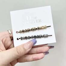 Christian Dior 字母图案发夹，金银双色套装，侧夹/爪夹，多功能简约优雅爪夹 - 金銀 - 查看 6